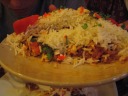 As we served the kabuli, I realized there was another layer under the
rice.  This is a cutaway picture of the dish from the side.
