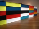 A large colorful piece made of girders.  Reminds me of a similar
piece at Stanford's art museum.
