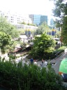 The north end of Robson Square as seen from the Vancouver Art Gallery.  
Look how green it is!  (You can tell where this picture was taken by
observing the green van appears in both this and the previous photo.)
