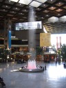 The fountain in Complexe Desjardins, an indoor mall, often shot water
very high and with good accuracy.  (No one got wet, as far I could
tell.)  Excellent for the effect. 

The mall had a good court.  Compared to American food courts, it had
many more sandwich joints, nearly all using fresh French bread. 

We also observed that, unlike America, many stores were closed on
Sunday.  However, other malls we entered later in the day were entirely
open, so maybe only smaller mall's stores are closed on Sundays.
