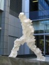 Public art: a striding man.
