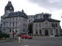 Typical solid stone Old Montreal buildings.  The Edifice Allan (Allan
Building) is on the right; I don't know what building is on the left.
