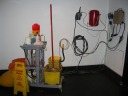 At first I thought the cleaning staff left their equipment around in a 
very unsafe manner near some electrical outlets.  I soon realized this 
was actually a modern art piece: Jean-Pierre Gauthier's The Janitor Has 
Gone to Lunch.
