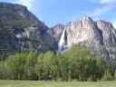 The first big waterfall spotted upon entering Yosemite valley.
