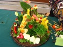 I caught the end of a demonstration on how to make centerpieces out of
fruits and vegetables.  The demonstration was by Susan Lewnewsky, a
woman who teaches the class "Edible Centerpieces Made Easy" at Mission
College.  I've always been intrigued by these ever since I
received an unsolicited advertisement in my mailbox for a company that
makes them.  Now I got to see one up close.

