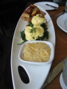 Florentine benedict, potatoes and onions, and grits.  The spinach in 
the florentine benedict was salty but I got used to it.  Overall I 
think it was good.

The potatoes were pretty decent.  I liked the onions in them; it made 
them better.
