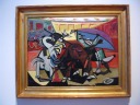 Pablo Picasso's Bullfight, probably one of my favorite paintings by him. 
I think it exemplified his style quite well.
