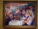 Renoir's Luncheon of the Boating Party catches one's eye from a 
distance
and never lets it go.  It feels to me much like it's painted on felt or
another fuzzy surface.  In any case, every detail is perfect from the
faces to the food to the fur to the fabric.  My mom summed it up well:
"amazing."
