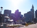 Downtown Boston, as seen from the Long Wharf, close to Christopher
Columbus Waterfront Park.
