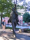 A larger than life statue of Kevin White, a former mayor of Boston. I
intentionally included a person in the picture to provide a sense of
scale.
