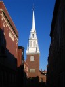 The steeple of Old North Church (a.k.a. Christ Church) was used to
signal to Paul Revere how the British were coming.  The old steeple was
destroyed in a hurricane; the current one is supposedly an exact copy.
