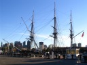 The USS Constitution up close, with Boston in the distance.  Because it
was a Monday, the ship wasn't open for tours.
