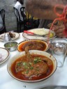 I suppose these dishes are chicken burra and badam pasanda.
