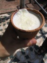 My lassi, served in a clay cup.  (Disposable and biodegradable!)
