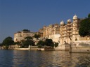 The water side of City Palace.  Excellent for the way the
building on the right side of the photograph glows and is reflected in the
water.
