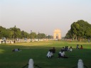 This picture looks east down the Rajpath (a la Washington D.C.'s lawn)
toward India Gate.


