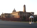 An oblique view of one parliament building.
