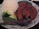 Beef rendang.  Good, and quite spicy.  Most of the beef was pretty tender,
though some pieces were hard to cut.
