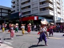 Fan dancers, a colorful part of the parade.
