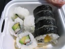 Lunch: california rolls and some kind of futomaki (large rolls) with 
squash and stuff.
