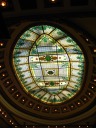 The stained glass in the courtroom's ceiling.
