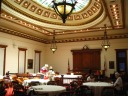 The old, somewhat ornate courtroom, used this day for as a place for
people to eat indoors.  What a nice setting.
