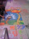 This is a big work; please view the full-sized image.  It says "In
Memory of Dr. Seuss," then has a drawing of "The Lorax," and is followed
by "We Miss You!"  I hope this guy won the competition.

