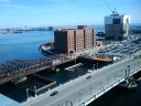 The view facing northeast from a rooftop in Boston toward the north end
of South Boston.
