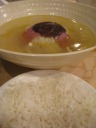 "Steamed dried tofu with ham and bamboo shoots."
