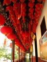 A line of Chinese lanterns.
