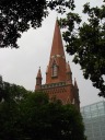 The steeple of Trinity Church.

