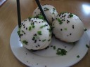 We also had sheng jian bao.  These were a sharp contrast to the ones one I had a few
days previously at Yang's; these were more like the ones I enjoy in
Flushing: doughy wrappers and a bit of soup.  Good.


