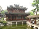 The Jade Water Corridor toward the Tower of Containing Watery Jade.  I 
like that there are statues on top of the roof.

