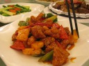 Sweet and sour pork.  This also disappeared fast (but we only ordered 
one plate).
