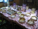 The display table of dumplings at the entrance to the restaurant.

