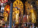 The three Buddhist statues in the Sanshengbao Hall.

