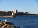 In Bug Light Park, the bug lighthouse (aptly named).  The East End is in 
the distance across the water.  The lighthouse is dwarfed by a tall East 
End condo building.
