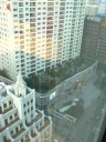 My company uses the entire 16th floor of the building.  This picture looks
out one window, showing a pretty park on the roof of a nearby building.  
I've never seen anyone in the park, which I imagine is private.
