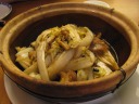 Our usual spicy dish of napa cabbage with pork and Sichuan black beans in 
a claypot.  Great, as always.

