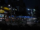 Blue globes adorn one road that hits Orchard Road.
