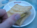 Kaya toast, with a big slab of butter (most of which I removed).
