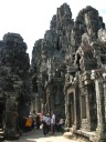 Inside Bayon and its tons of weathered stone.

