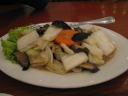 "Fried Chinese cabbage with black mushrooms."

