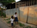 Kids walking home from school.

