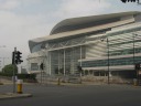 The enormous H.K. Convention & Exhibition Centre.  The part of the centre 
at right (where it looks like the building has no supports) is actually 
above water.
