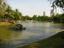 One of the park's lakes.  I learned the water wheels were installed as 
part of a promotion by the electric works company.
