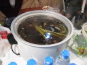 The pot in which someone made longan juice.
