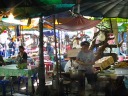 A panoramic movie of the food court street market.
