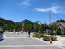 One major pedestrianized street has single-family houses on it (at 
right) -- how unusual!  Also notice the hills in the distance.
