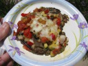 My stuffed portobello mushroom cap.  Good.
